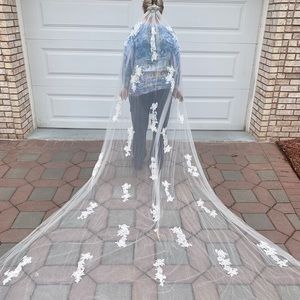 Wedding Veil Comb Bridal Cathedral Veil Rhinestones Hair comb Brides, 114”